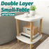 Small 2-Tier Coffee Table, White Top & Wood Legs, 40cm Square Sofa Side Table