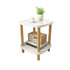 Small 2-Tier Coffee Table, White Top & Wood Legs, 40cm Square Sofa Side Table