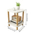 Small 2-Tier Coffee Table, White Top & Wood Legs, 40cm Square Sofa Side Table