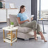 Small 2-Tier Coffee Table, White Top & Wood Legs, 40cm Square Sofa Side Table