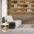 Small 2-Tier Coffee Table, White Top & Wood Legs, 40cm Square Sofa Side Table
