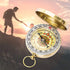 2PCS Copper Compass with Flip Cover and Hook Nightlight Camping Navigation