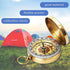 2PCS Copper Compass with Flip Cover and Hook Nightlight Camping Navigation