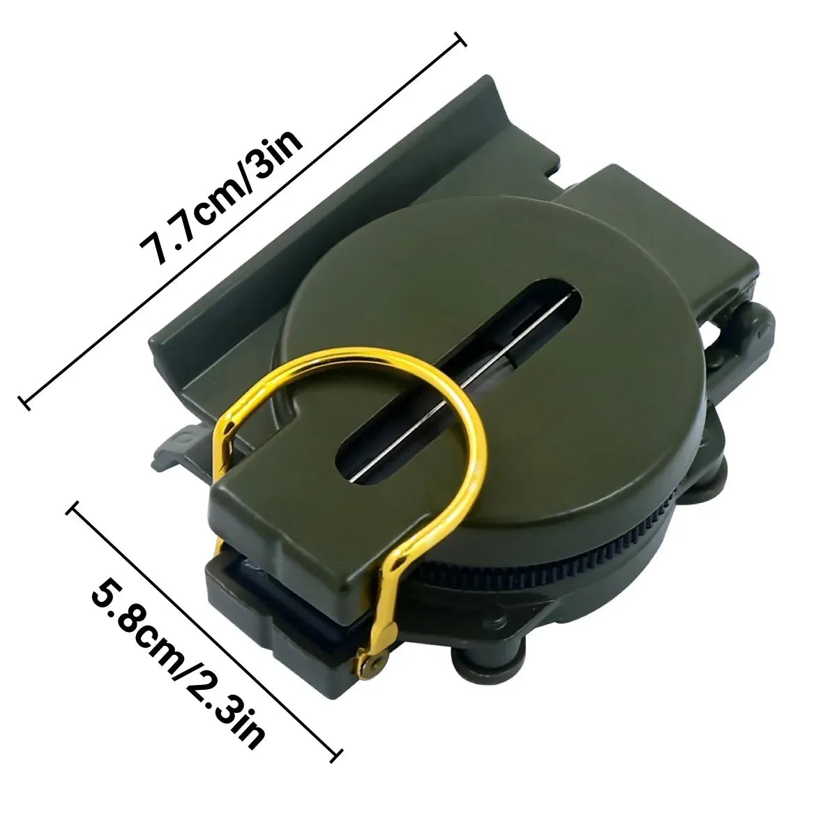 Army Green Outdoor Compass with Magnifying Lens Metal Hiking Navigation Tool