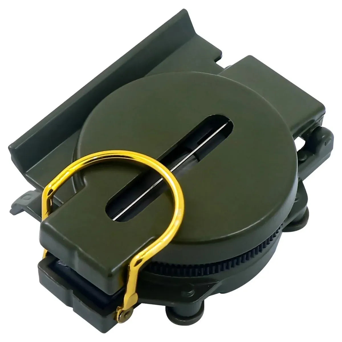 Army Green Outdoor Compass with Magnifying Lens Metal Hiking Navigation Tool