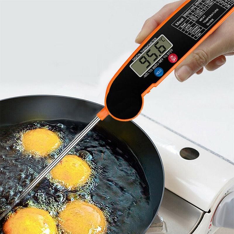 Foldable Digital Thermometer Probe Temperature Kitchen Cooking Food Bbq Meat Jam - Black