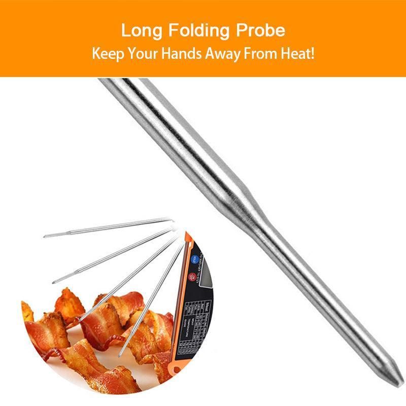 Foldable Digital Thermometer Probe Temperature Kitchen Cooking Food Bbq Meat Jam - Black