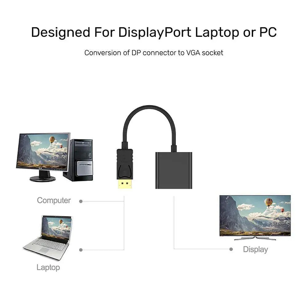 Displayport Display Port DP Male to VGA Female Video Converter Adapter Cable PC - DP to VGA  Adapter/