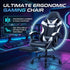 Black and White Gaming Chair with Footrest and Lumbar Support
