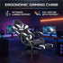 Black and White Gaming Chair with Footrest and Lumbar Support