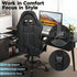 Black and White Gaming Chair with Footrest and Lumbar Support