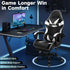 Black and White Gaming Chair with Footrest and Lumbar Support