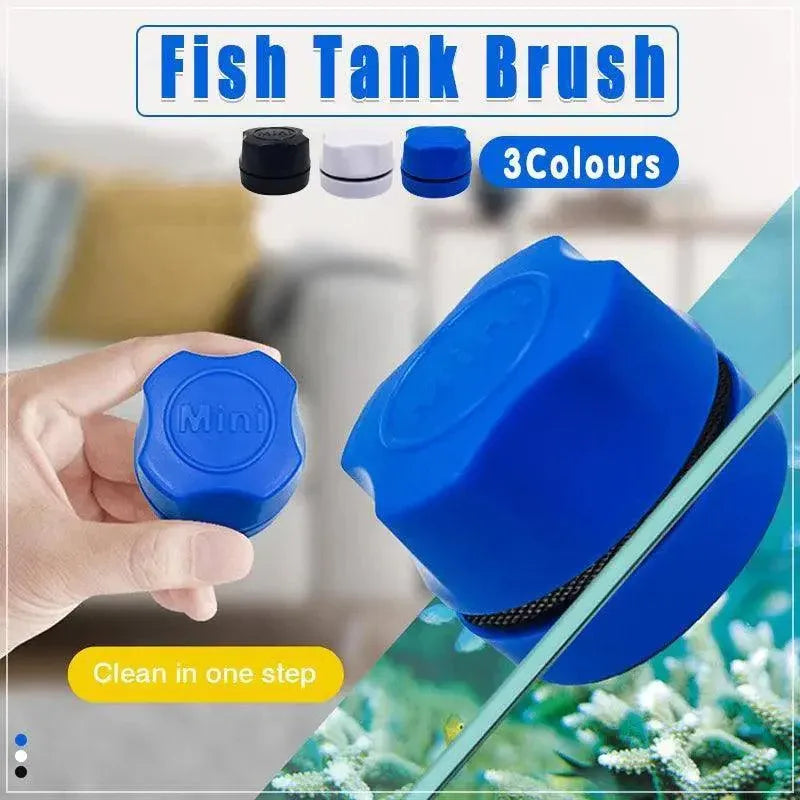 Mini Fish Tank Glass Brush for Algae Cleaning with Magnetic Aquarium Scrubber - White