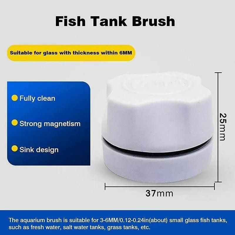 Mini Fish Tank Glass Brush for Algae Cleaning with Magnetic Aquarium Scrubber - White