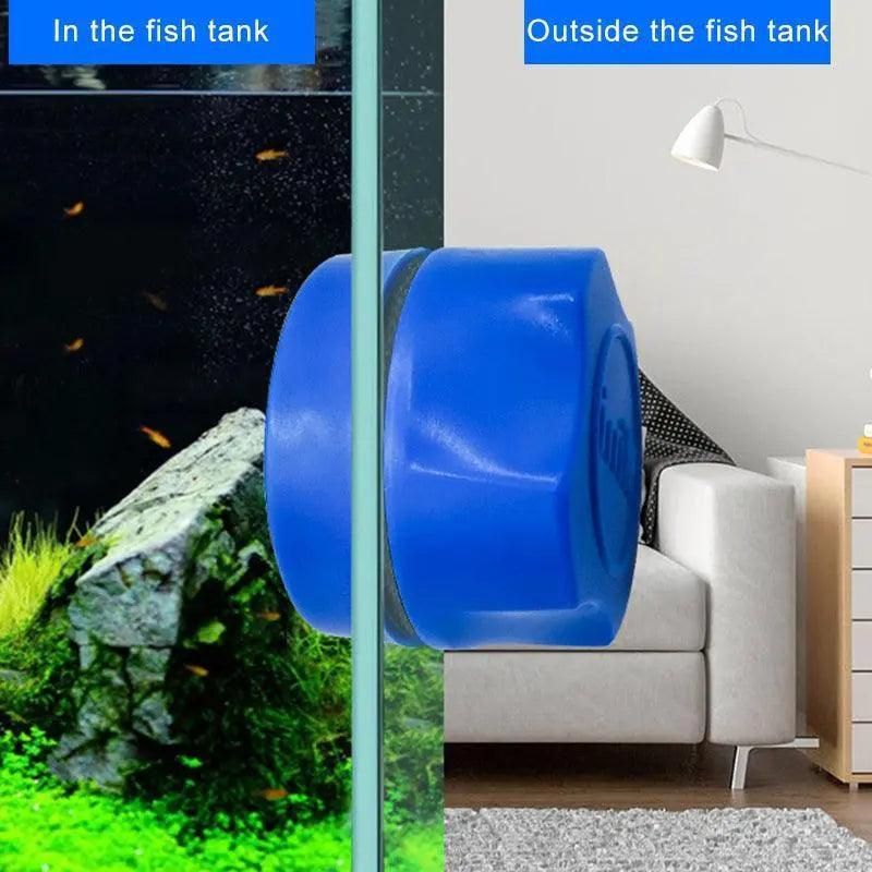 Mini Fish Tank Glass Brush for Algae Cleaning with Magnetic Aquarium Scrubber - White