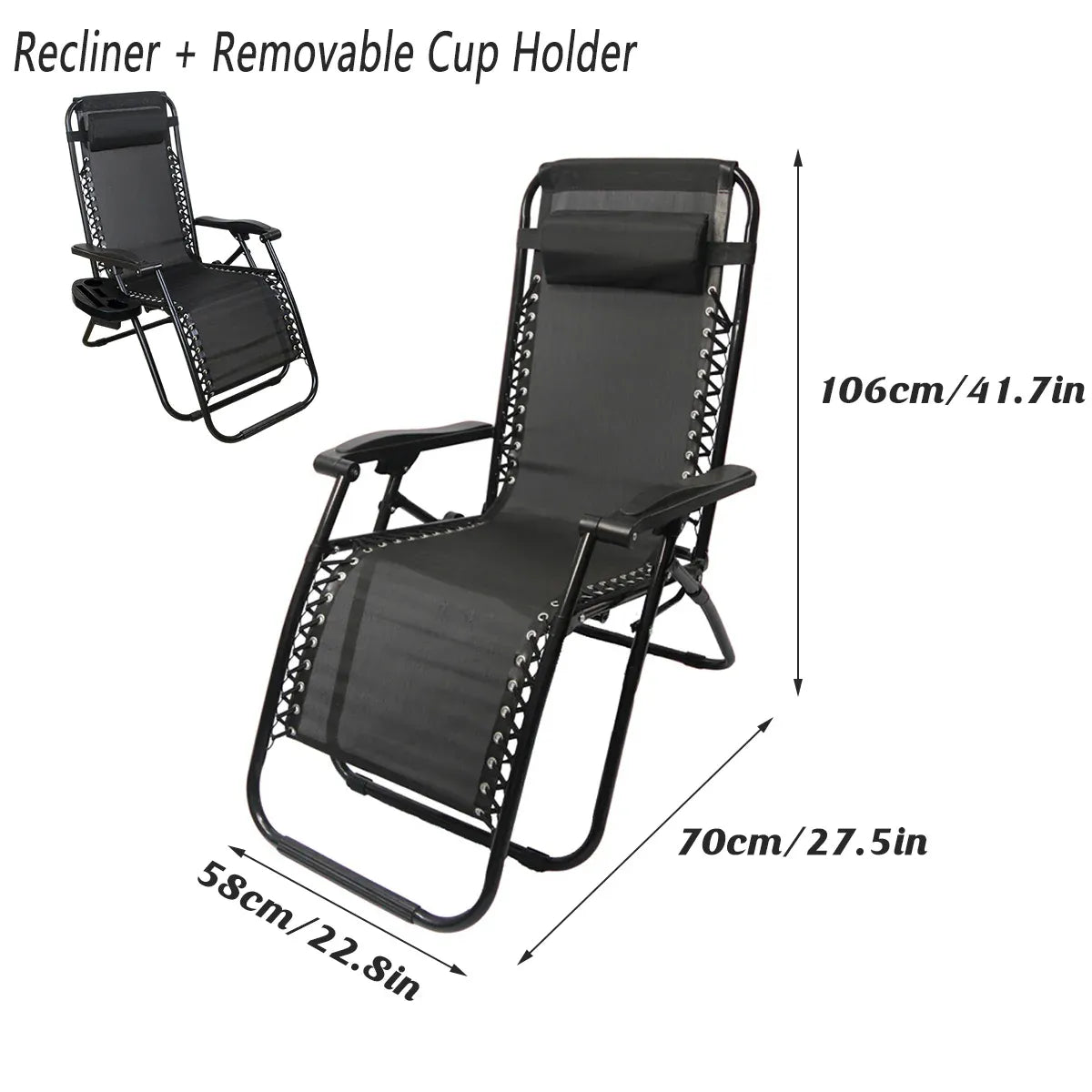 Cool Black Self-produced Nap Folding Recliner Office Lunch Beach Chair