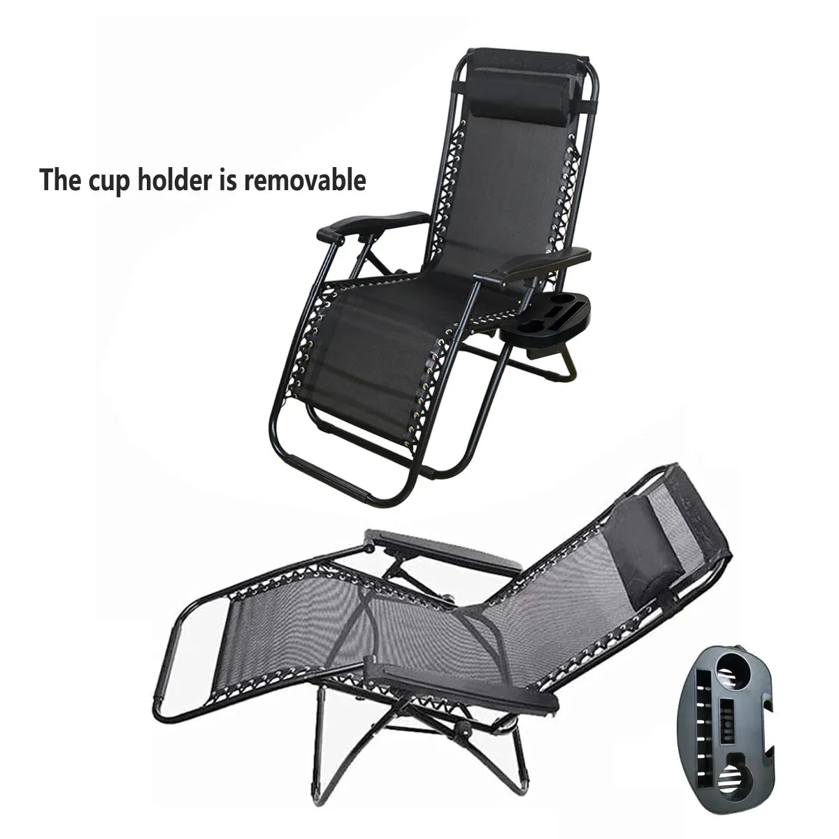 Cool Black Self-produced Nap Folding Recliner Office Lunch Beach Chair