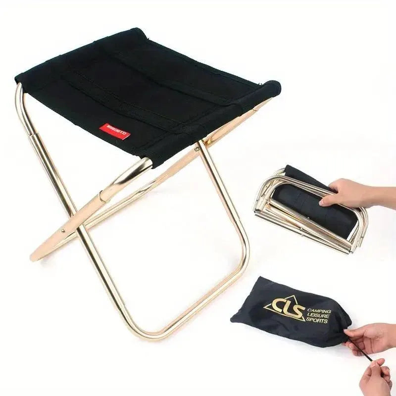 Folding Camping Chair Portable Fishing Stool Lightweight Outdoor Travel Seat - Blue