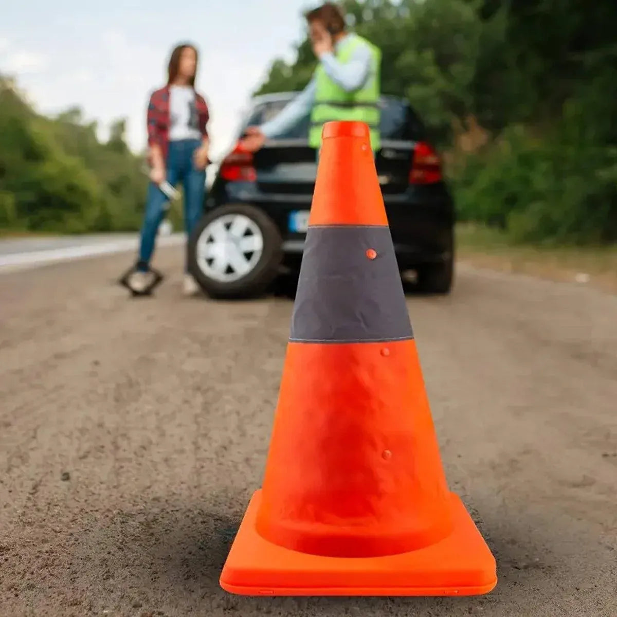 Folding Road Warning Reflective Barrier Cone Emergency Traffic Expansion Safety - 45cm