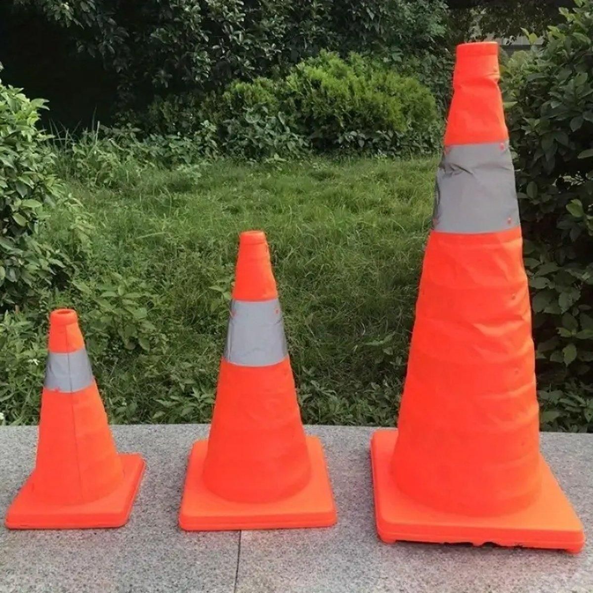 Folding Road Warning Reflective Barrier Cone Emergency Traffic Expansion Safety - 45cm