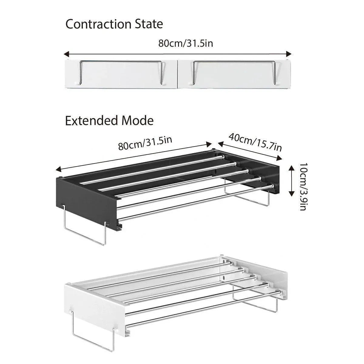 Foldable Wall Hanging Clothes Drying Rack Invisible Balcony Towel Laundry Rack - Black