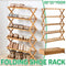 6 Tier Folding Bamboo Shoe Rack 68cm Space Saving Shoe Storage Organiser Shelf