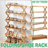 6 Tier Folding Bamboo Shoe Rack 68cm Space Saving Shoe Storage Organiser Shelf