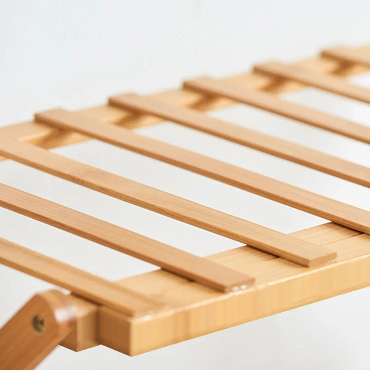 6 Tier Folding Bamboo Shoe Rack 68cm Space Saving Shoe Storage Organiser Shelf
