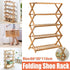 6 Tier Folding Bamboo Shoe Rack 68cm Space Saving Shoe Storage Organiser Shelf