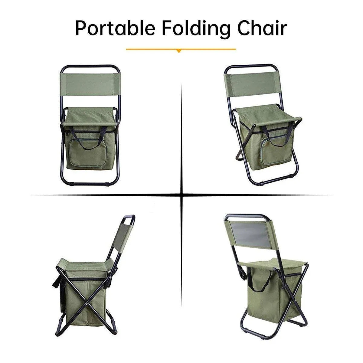 Folding Camping Chair with Storage Bag Lightweight Portable Outdoor Fishing Stool - Camouflage