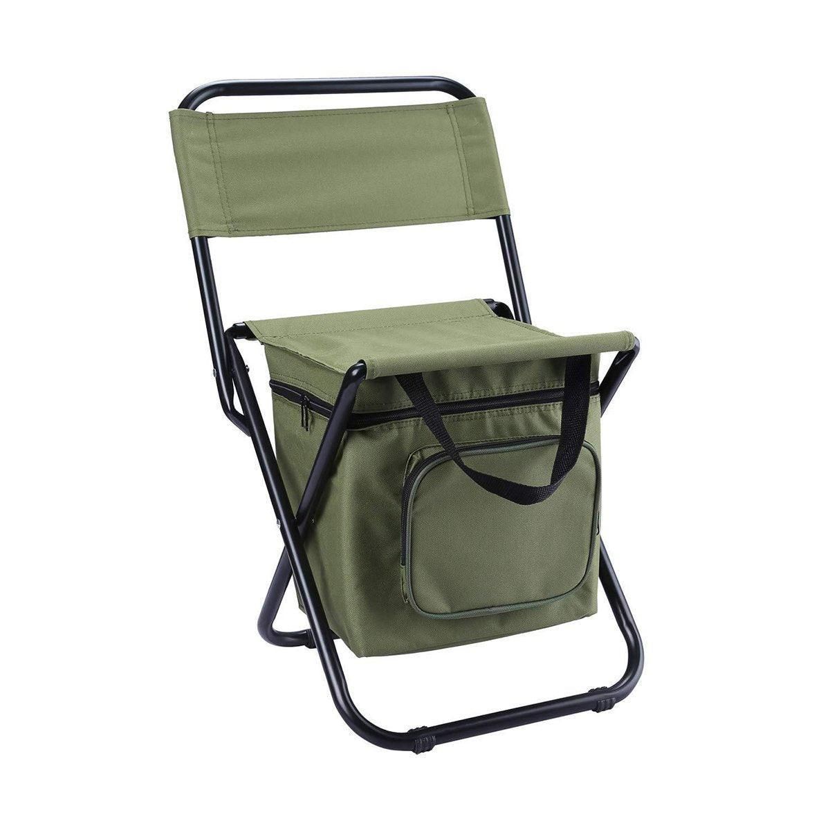 Folding Camping Chair with Storage Bag Lightweight Portable Outdoor Fishing Stool - Green