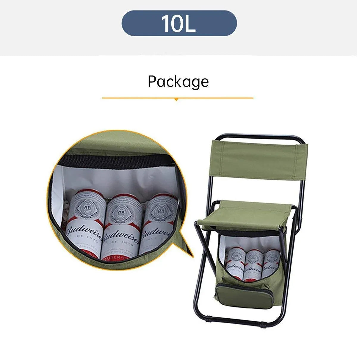 Folding Camping Chair with Storage Bag Lightweight Portable Outdoor Fishing Stool - Green