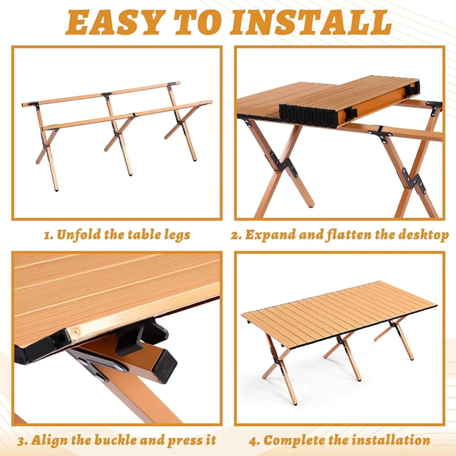 Folding Table Portable Picnic Camping Table Egg Roll Multi Function Outdoor