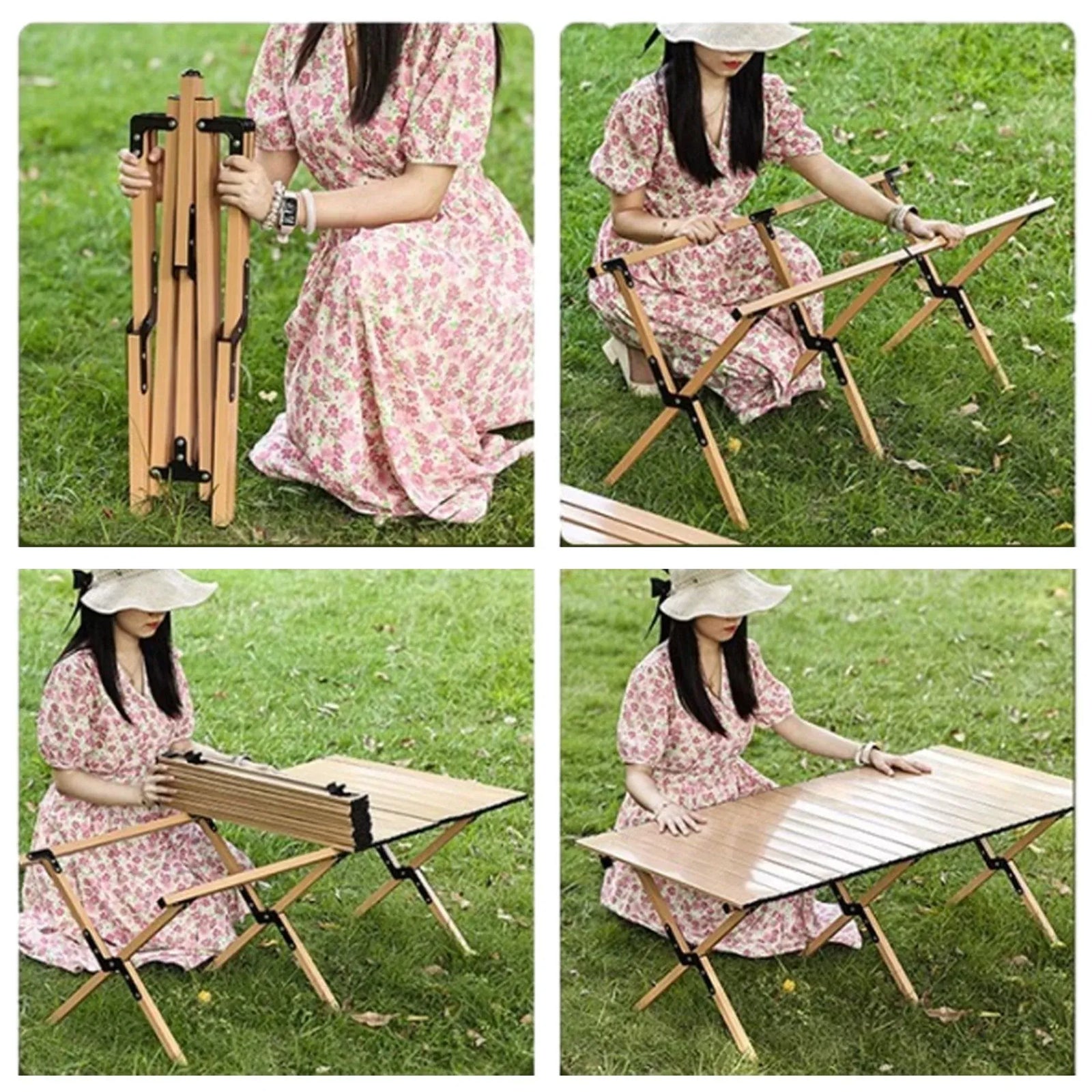 Folding Table Portable Picnic Camping Table Egg Roll Multi Function Outdoor