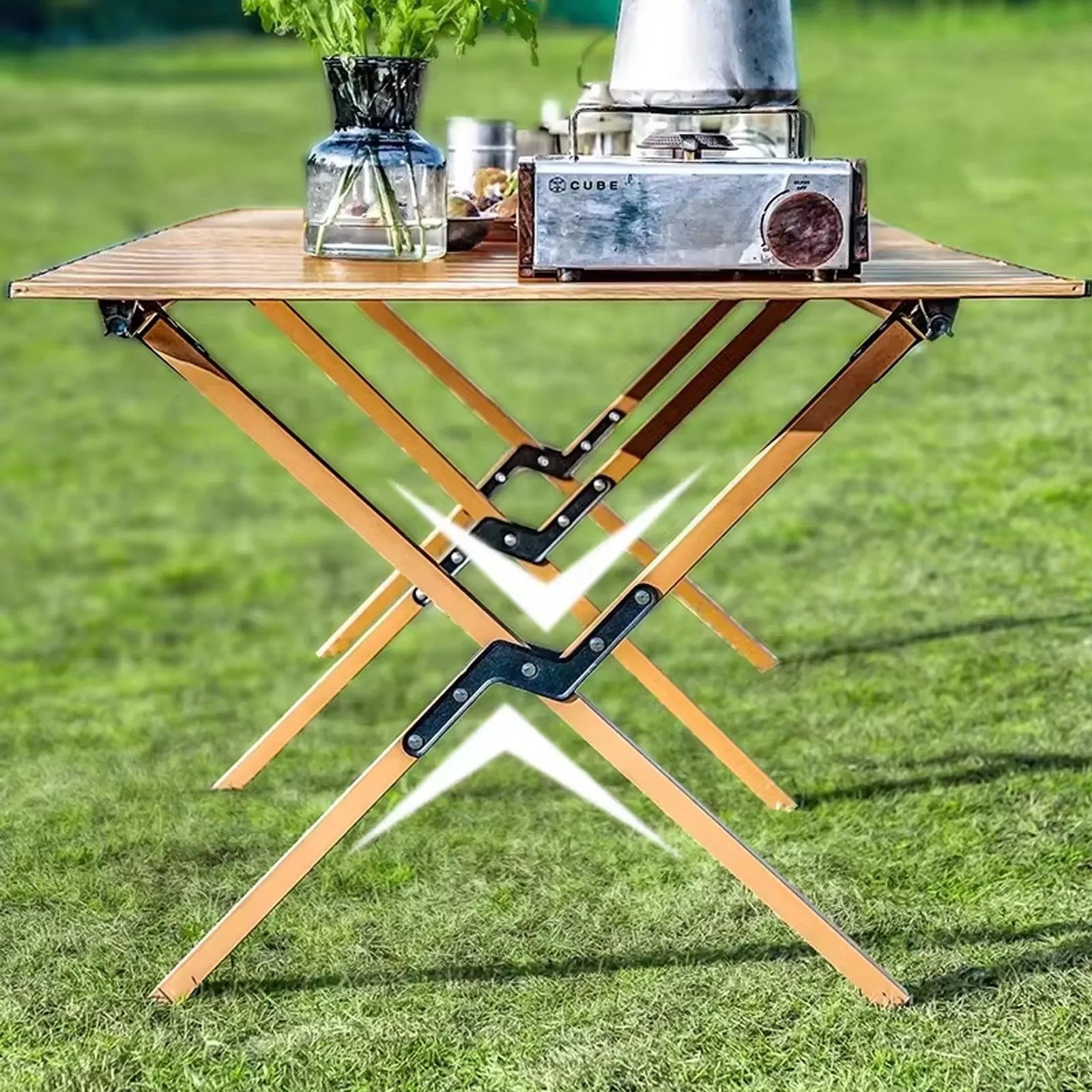 Folding Table Portable Picnic Camping Table Egg Roll Multi Function Outdoor