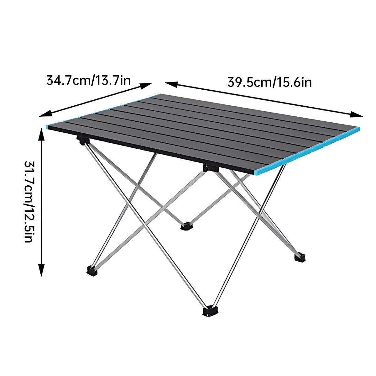 Portable Black Aluminium Folding Camping Table with Carry Bag Picnic BBQ Beach