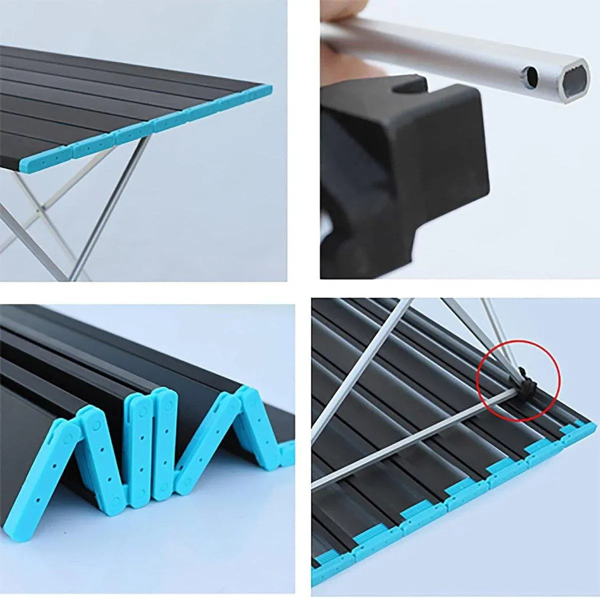 Portable Black Aluminium Folding Camping Table with Carry Bag Picnic BBQ Beach