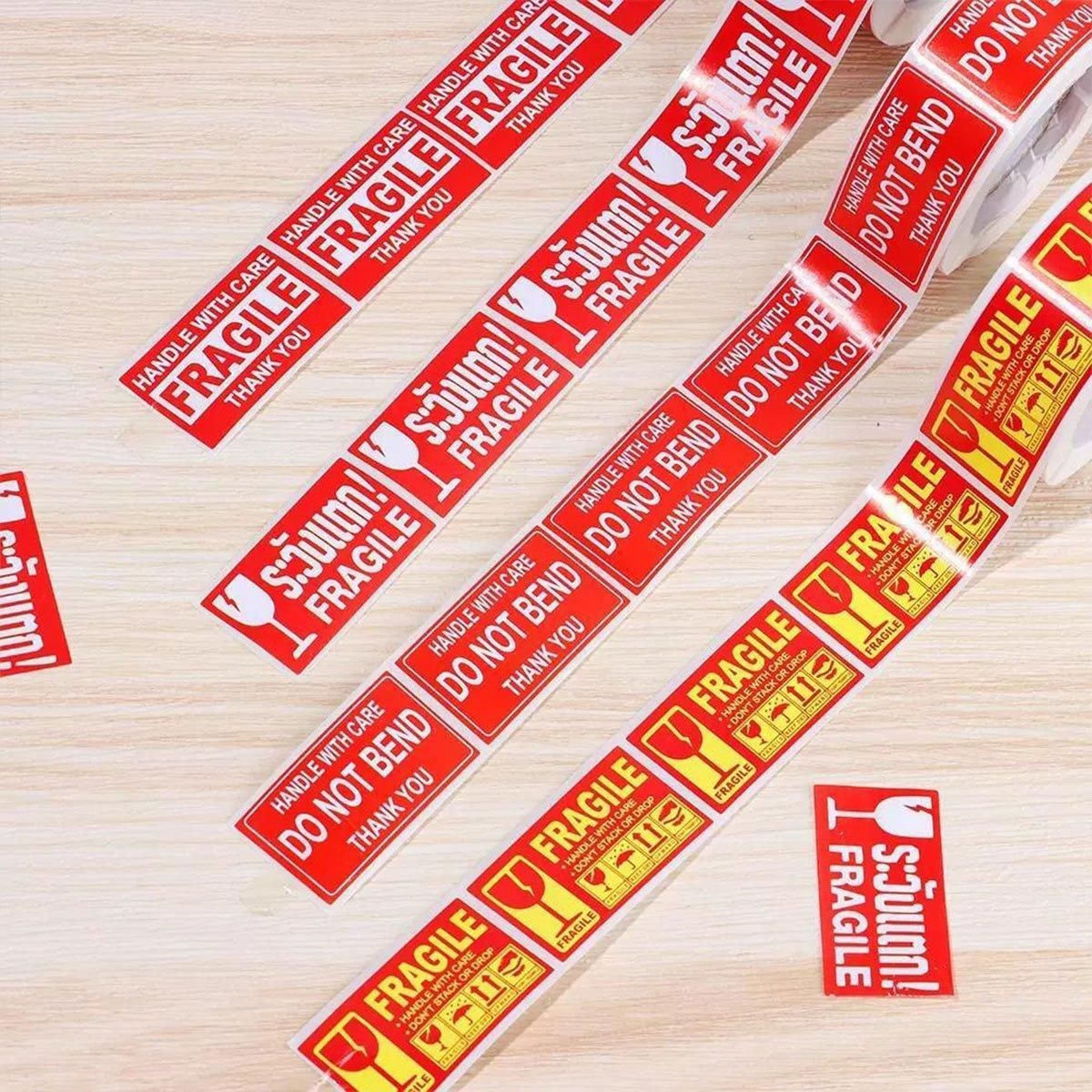 4Rolls Fragile Warning Label Stickers English Caution Handle With Care Packaging