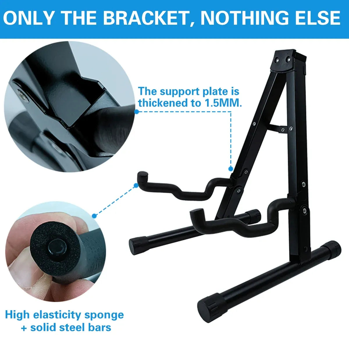 Folding Double Guitar Stand Floor Rack Electric Acoustic Bass Gig Holder Mount