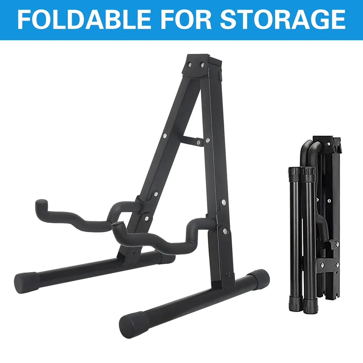 Folding Double Guitar Stand Floor Rack Electric Acoustic Bass Gig Holder Mount