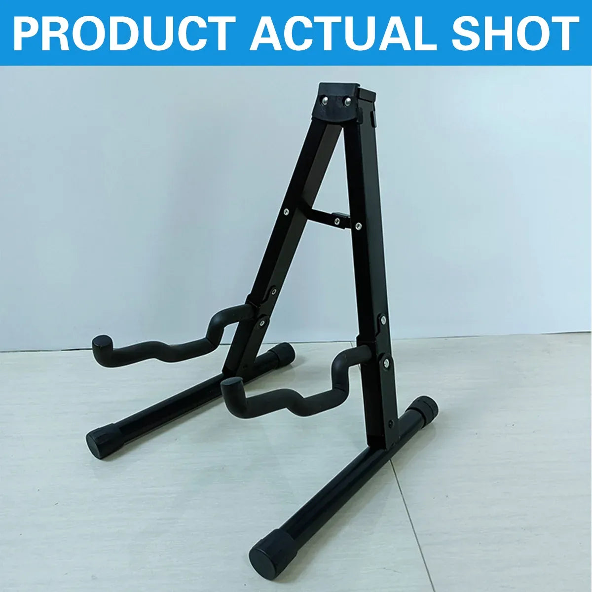 Folding Double Guitar Stand Floor Rack Electric Acoustic Bass Gig Holder Mount