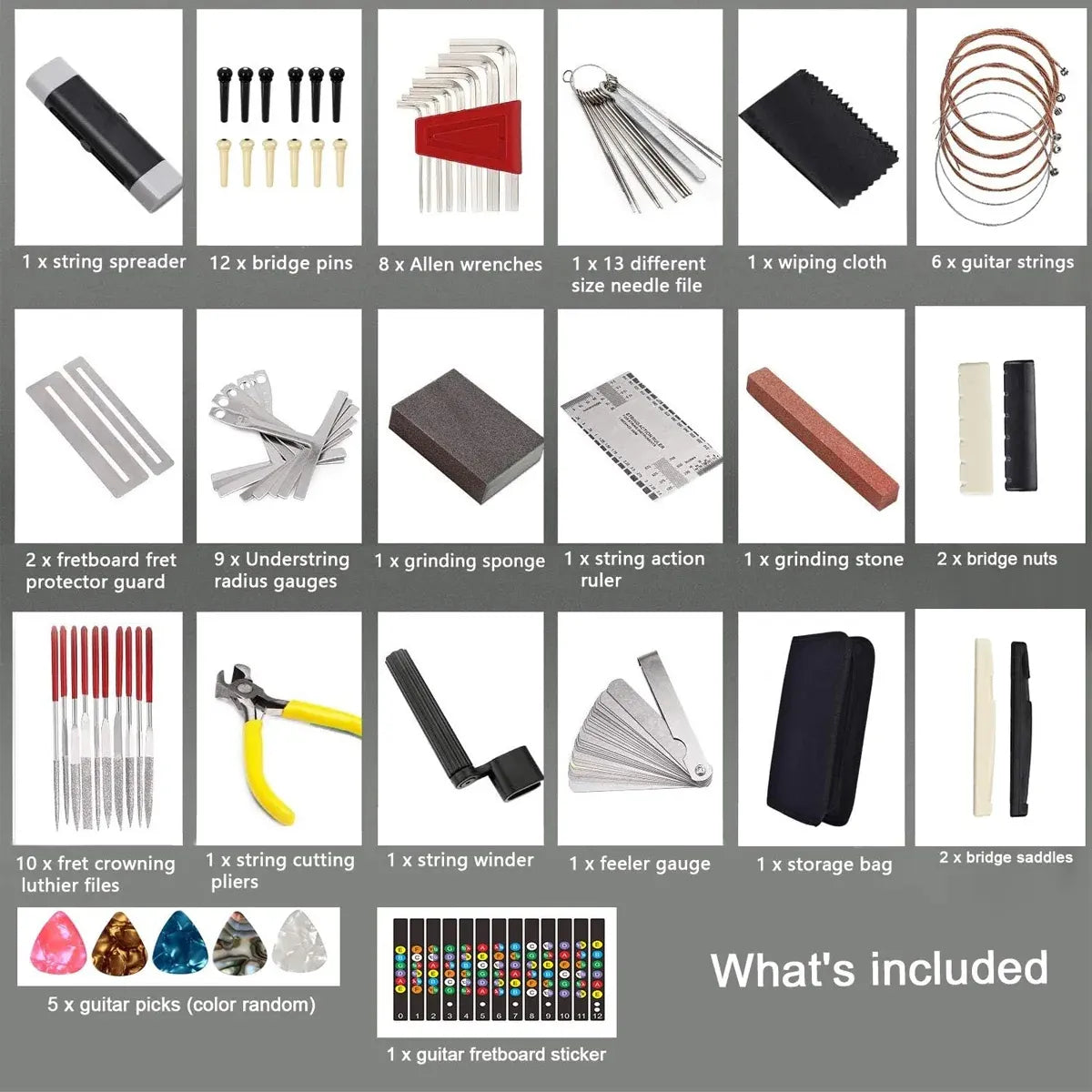 72 Piece of Set Guitar Repair Tool Kit For Guitar Maintenance Portable Practical