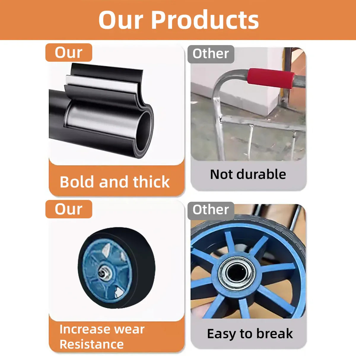 Folding Hand Trolley Heavy Duty Solid Wheel or Stair Climber Tri Wheel for Moving - Flat Ground