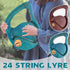 Solid Wood Veneer Laiya 24-String Harp Basic Model Beginner Music Instrument - Emerald Green