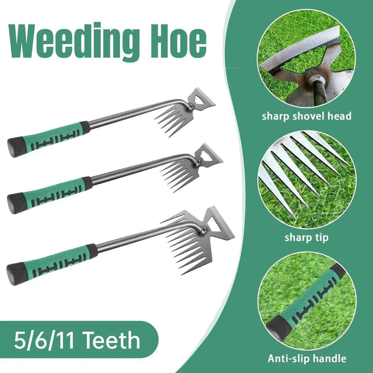 Garden Weeding Digging Tool Farm Household Hoe Durable Handheld Weeder Artifact - 11 teeth