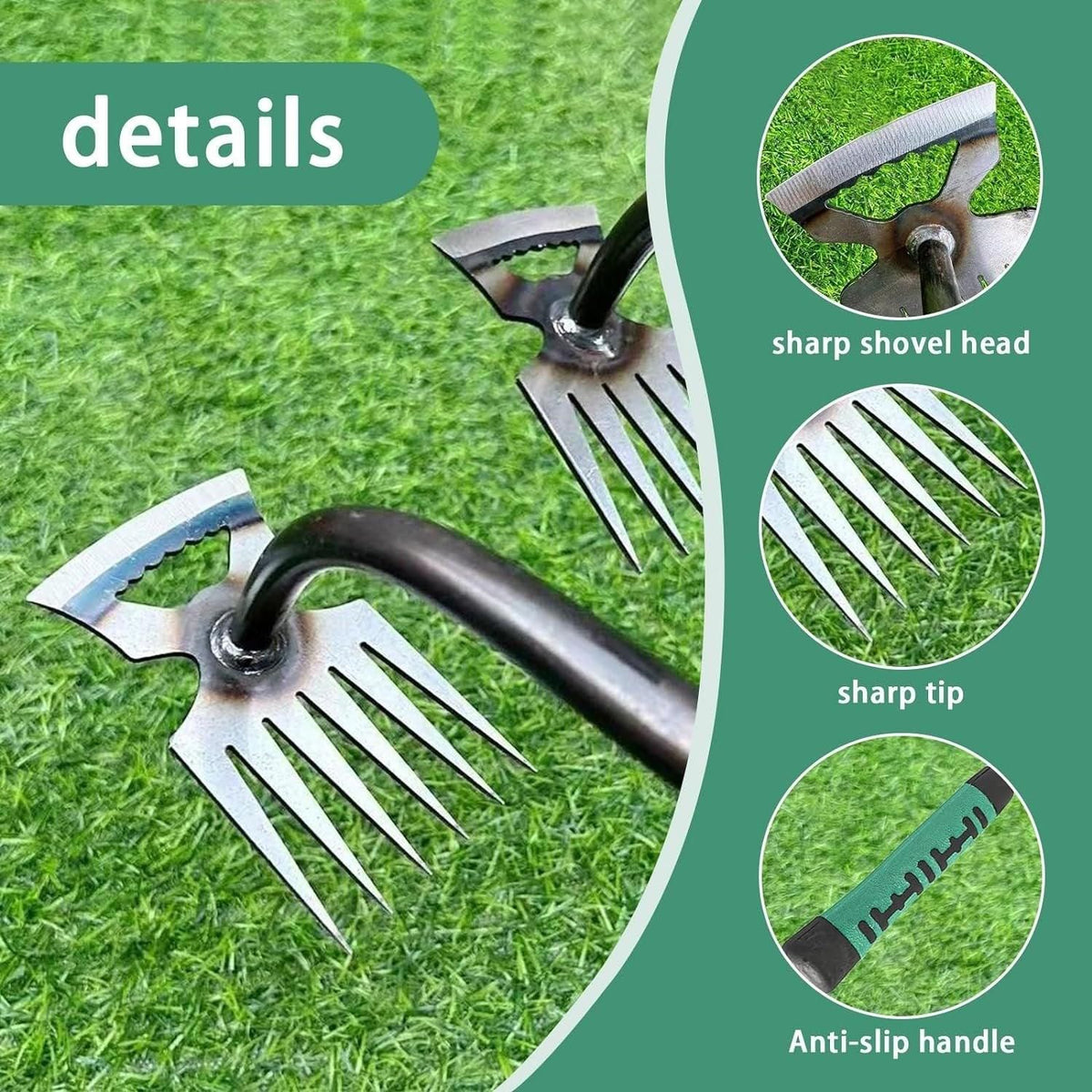 6 Tooth Hand Weeder Garden Hoe Tool for Weeding, Digging & Loosening Soil, 36cm