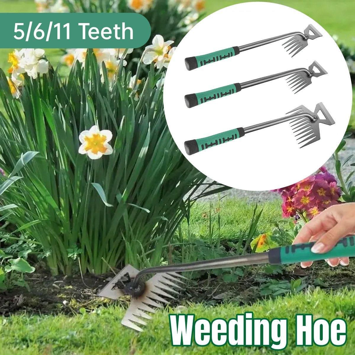 6 Tooth Hand Weeder Garden Hoe Tool for Weeding, Digging & Loosening Soil, 36cm