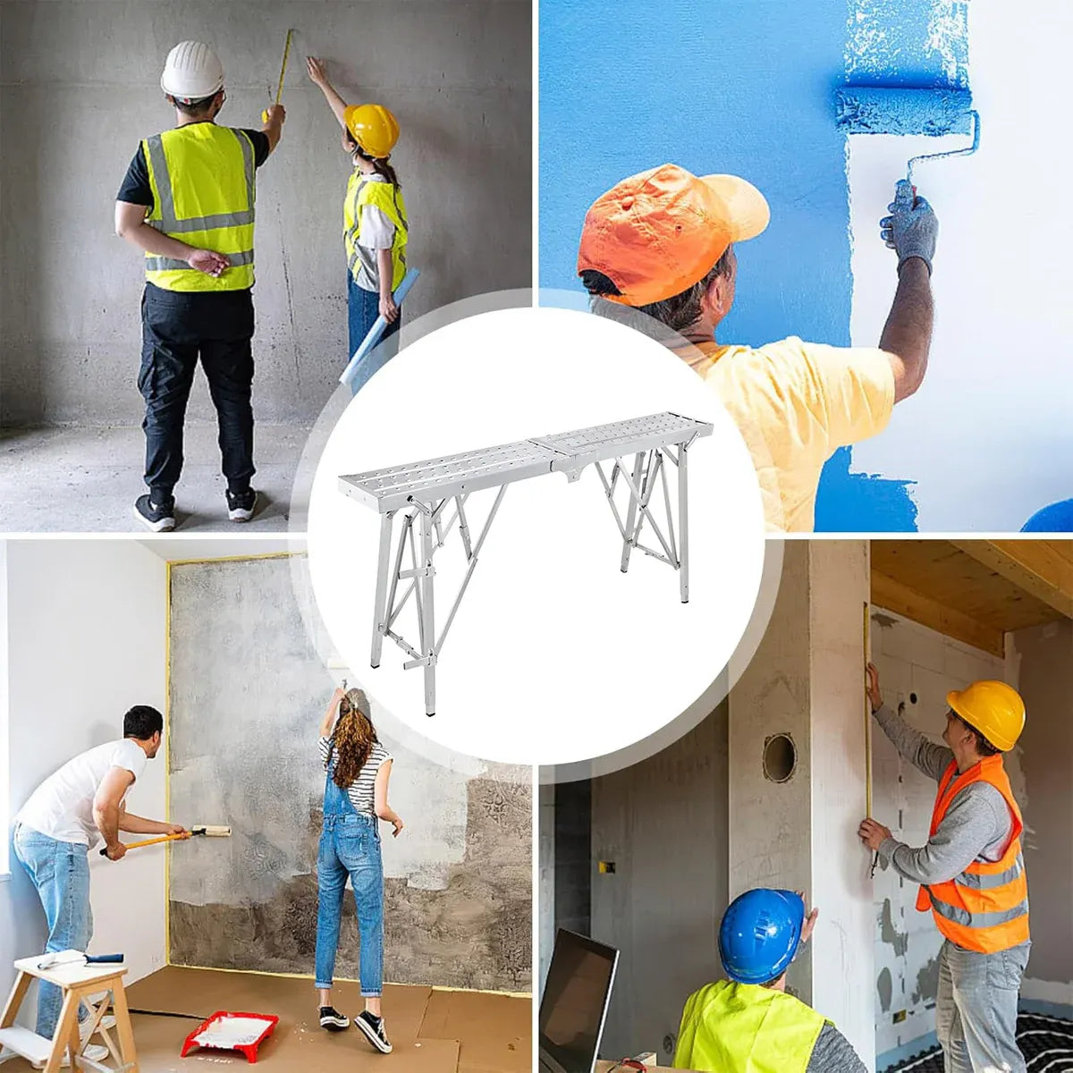 Folding Scaffolding Platform Galvanized Steel Pipe 150kg Load-Bearing Adjustable