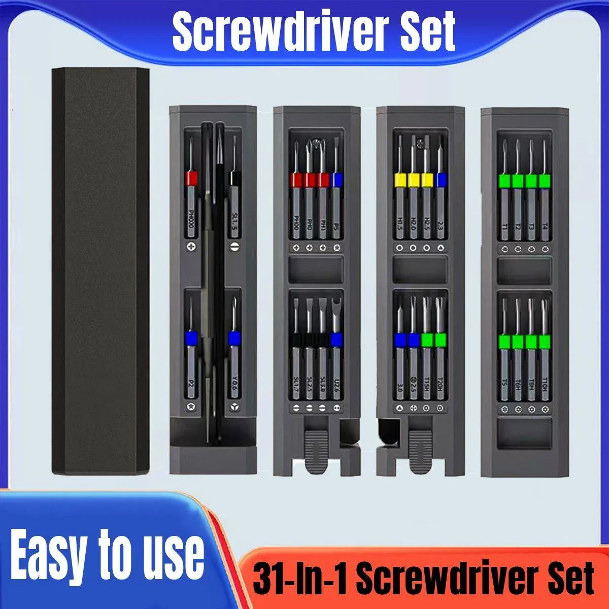 31 in 1 Magnetic Precision Screwdriver Set, Aluminium Case for Phone & Laptop