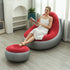 Inflatable Folding Lazy Sofa Chair PVC Air Recliner With Pump Backrest Seat Bed - Red